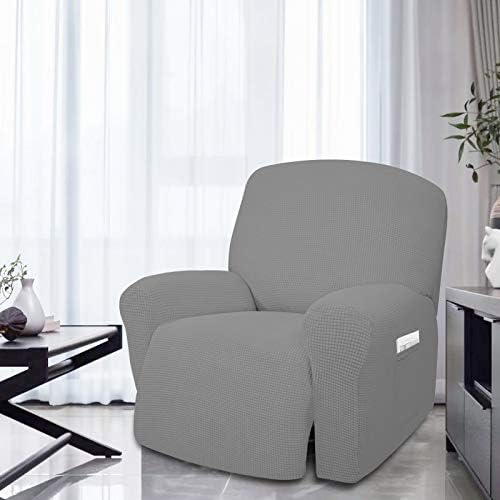 Easy-Going 4 Pieces Oversized Recliner Stretch Chair Slipcover Light Gray - Image 2