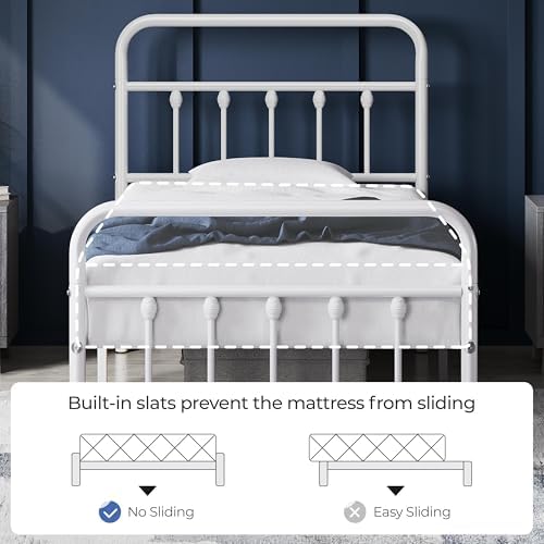 Yaheetech Twin Metal Platform Bed Frame, Victorian Headboard & Footboard - Image 4