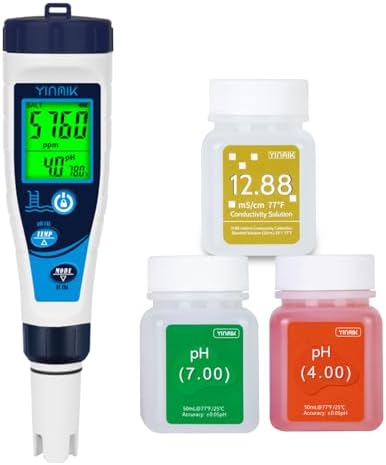 YINMIK Salt Meter for Pools & pH Meter, Digital 5 in 1 Salinity Meter by YINMIKWaterTester