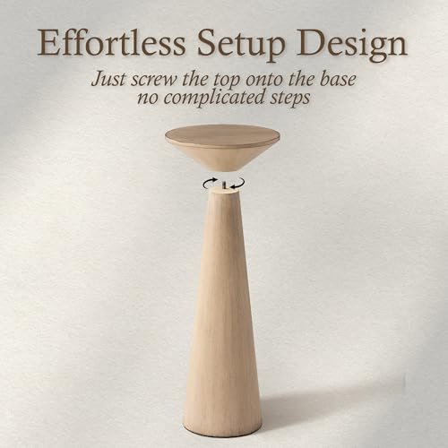 COZAYH Farmhouse Tall Pedestal End Table, Solid Wood, Distressed Wood Grey - Image 4