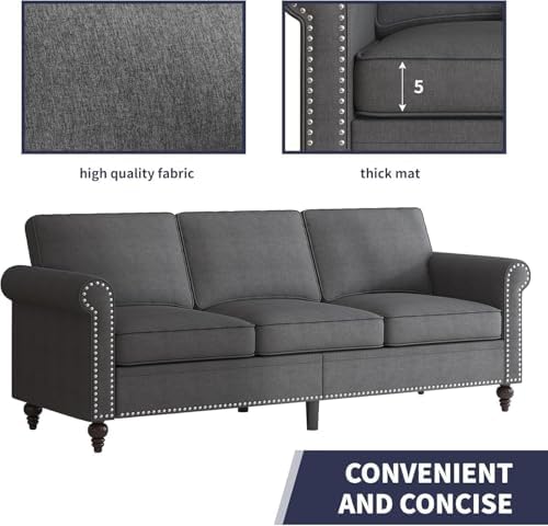 ijuicy 2 Pcs Sectional Sofa Set, Modern Upholstered Couch Set-Dark Gray - Image 3