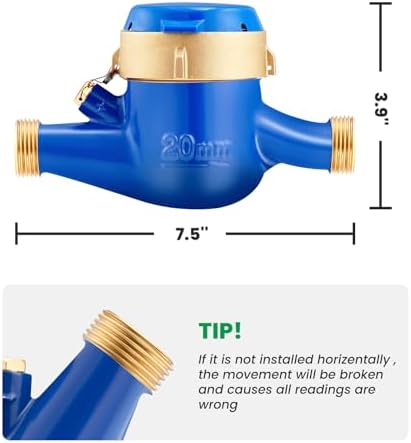 DN20 Water Meter 3/4" NPT, ISO4064 Certification Cubic Water Flow Meter - Image 5