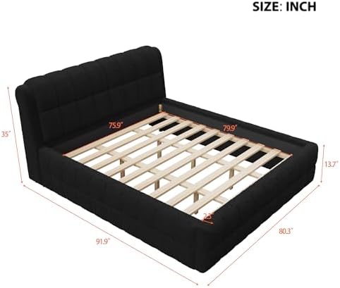 SOFTSEA King Size Upholstered Platform Bed, Fleece Floor Bed - Image 2
