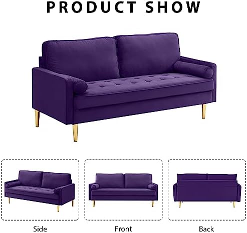 67" Velvet Loveseat Sofa Couch, Tufted Upholstered 2-Seater Couch - Image 5
