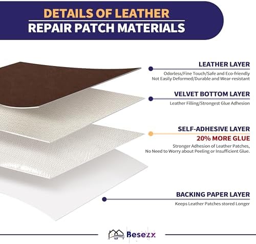 Besezx Leather Repair Patch Tape Kit, Self Adhesive Leather Repair - Image 3