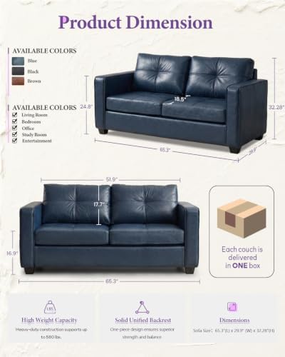65'' Faux Leather Loveseat - Image 2