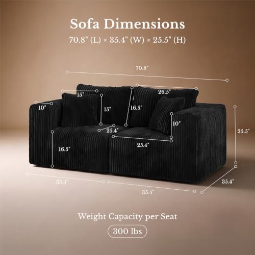 Maywish Modular Boneless Couch 70 Inch, Sectional Loveseat - Image 2