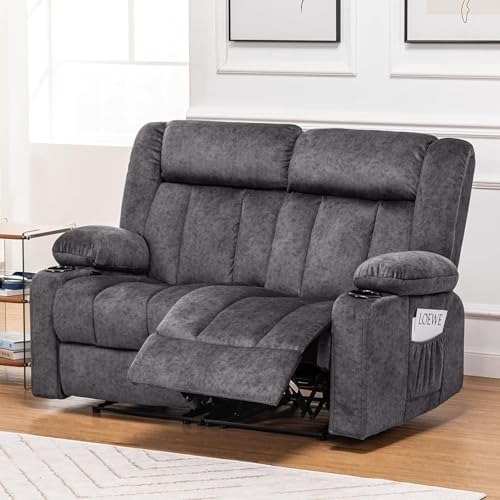 COMHOMA Living Room Furniture Sets Manual Recliner Loveseat, 2 Seat Fabric by ComHoma