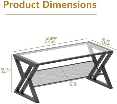 Wolawu Glass Coffee Table Living Room Table - Image 2