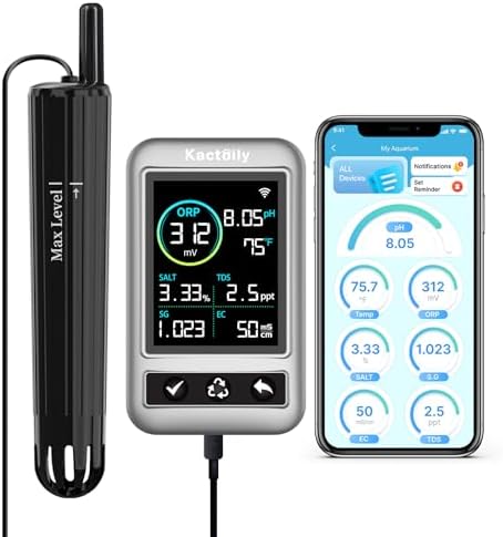 kactoily Long-Range WiFi Aquarium Water Quality Monitor – 7 Parameter Digital by kactoily