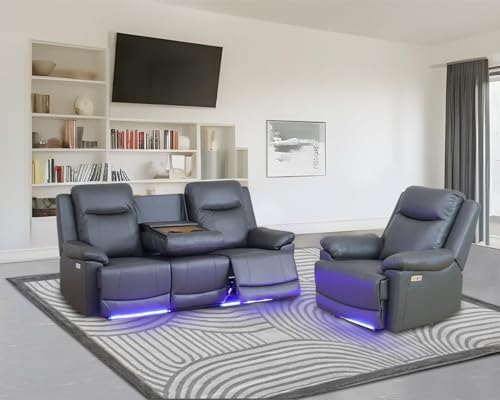 Air Leather Power Recliner Sofa Set - Image 5