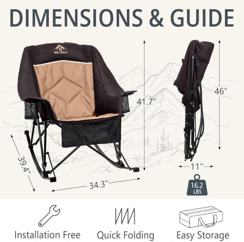 400lbs Rocking Camping Chair Oversized Folding Rocker - Image 3
