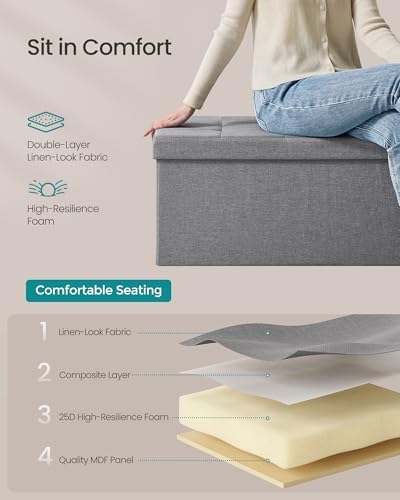 SONGMICS 30 Inches Folding Storage Ottoman Bench, Load 660 lb - Image 6