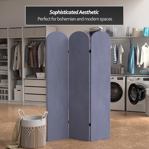 Red Lantern 6 ft. Classic Arch Velvet Room Divider Lilac 3 Panel - Image 5
