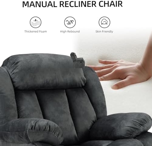 EBELLO Manual Recliner Chair, Classic and Fabric Recliner Sofa - Image 5