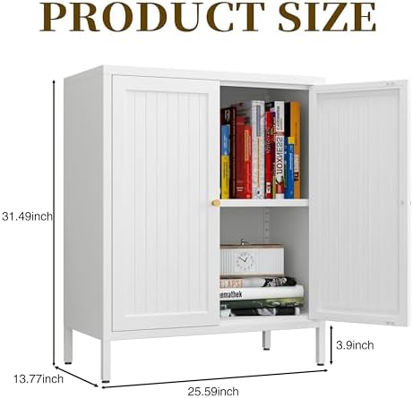 Small 2 Door Metal Storage Side Buffet Cabinet - Image 3