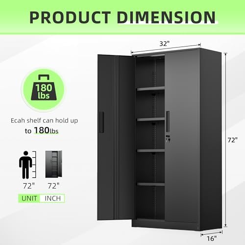 SUNCROWN 72" Metal Storage Cabinet - Image 3