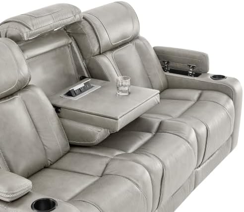 Watson & Whitely Power Reclining Sofa 3-Seat Middle Flip Back, Light Grey - Image 5