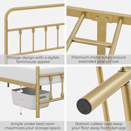 Yaheetech Queen Metal Platform Bed Frame, Victorian Headboard & Footboard - Image 5