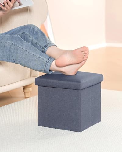 B FSOBEIIALEO Storage Ottoman Cube, 11.8" Linen Small Ottoman - Image 2