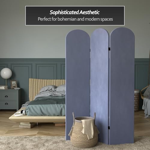 Red Lantern 6 ft. Classic Arch Velvet Room Divider Lilac 3 Panel - Image 2
