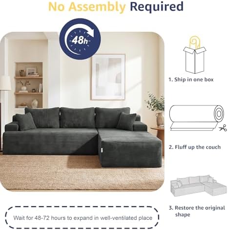 Hobestluk Boneless Couch Modular Sectional Sofa L-Shape Lounge Cloud Couch - Image 6