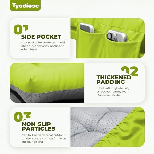Outdoor Lounge Chair Cushion, Waterproof Thickened Chaise Lounge Cushions - Image 4
