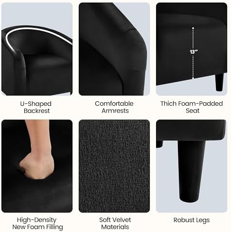 Yaheetech Small 25.5in Wide Velvet Barrel Accent Chair - Image 6