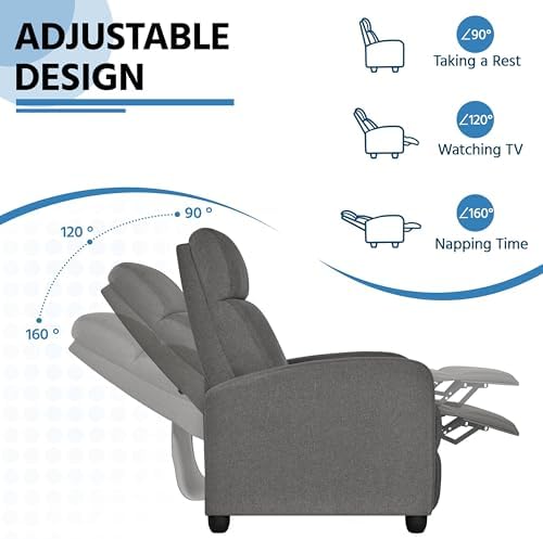 Yaheetech Recliner Chair with 3 Adjustable Angles Living Room Chairs Gray - Image 4