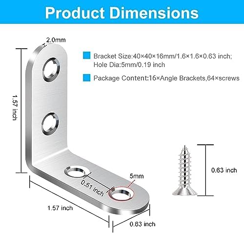 FATLODA 18PCS L Bracket Corner Brace, Stainless Steel Corner Bracket - Image 3