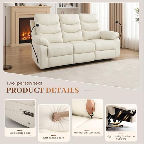 Manual Reclining Sofa, 3 Seat Recliner Couch Sofa, Home Theater Apartment - Image 6