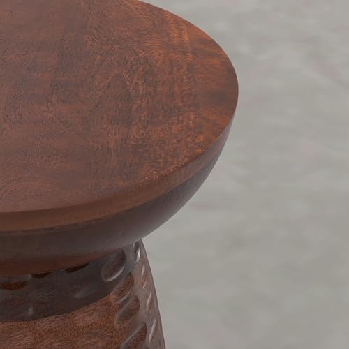 SIMPLIHOME Boyd 13" Wide Mango Wood Round Table in Warm Auburn Brown - Image 6