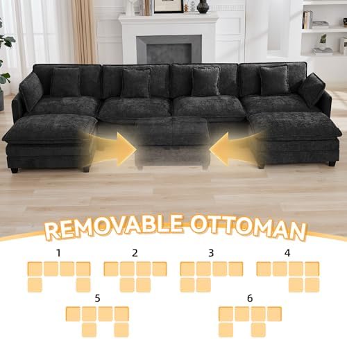 147'' U Shaped Sectional Cloud Couch, Modular Sofa - Image 6
