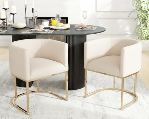 HNY Mid Century Modern Upholstered Barrel Dining Chairs by HNY