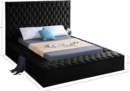 Meridian Furniture Bliss Collection Modern | Contemporary Velvet Upholstered Bed - Image 3