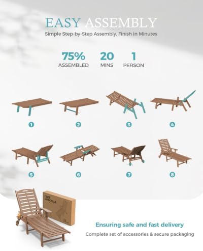 Ciokea Outdoor Chaise Lounge Chair, 5-Position Adjustable - Image 6