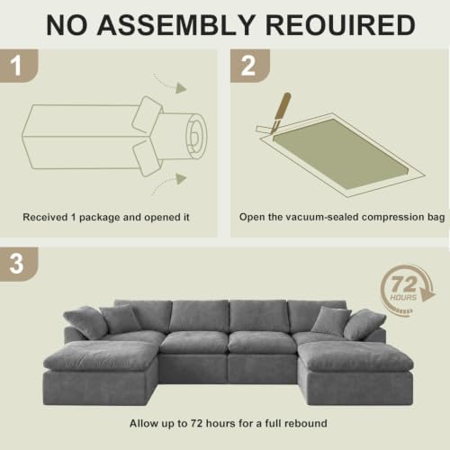 138" Boneless Cloud Couch Sectional - Image 4