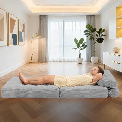 HABUTWAY Folding Sofa Bed, Convertible Sleeper Chair Bed w/2-Pillow & Handle - Image 5