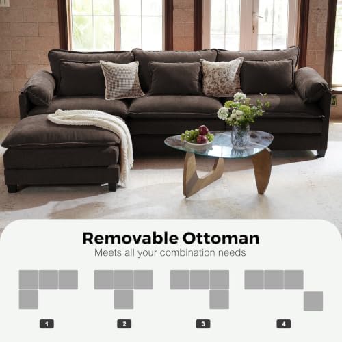 ELUCHANG 150" Oversized Modular Sectional Sofa, Comfy U Shaped Cloud Couch - Image 7