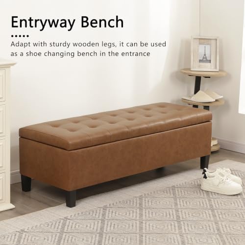 Ottoman with Storage, 51 Inch Large Ottomans Storage Bench - Image 5