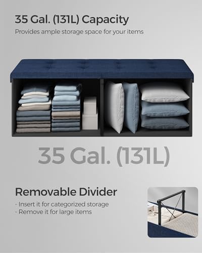 SONGMICS 43.3 Inches Storage Ottoman, Foldable Bench - Image 6