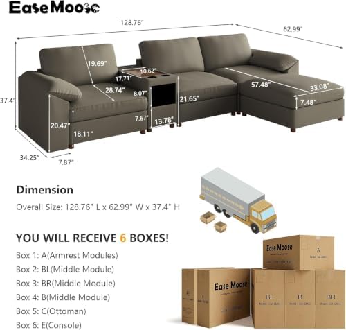 EASE MOOSE Leather Modular Sectional Sofa - Image 2
