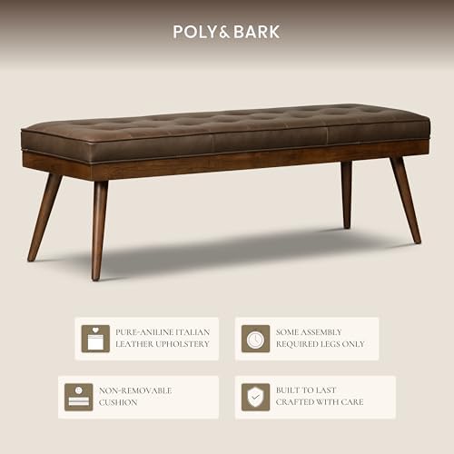 Poly & BARK 55" Tufted Leather Bed Bench - Image 5