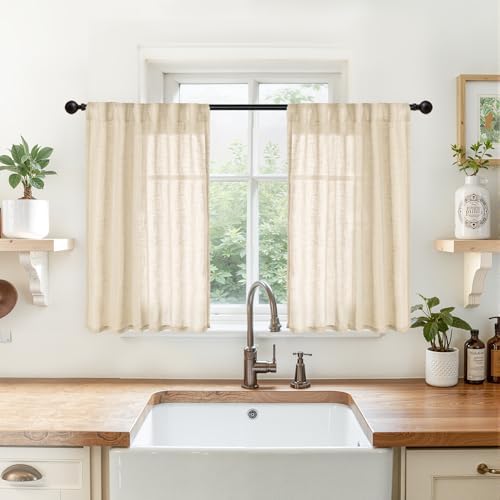 YoungsTex Burlap Linen Curtains 36 Inch Length by YoungsTex