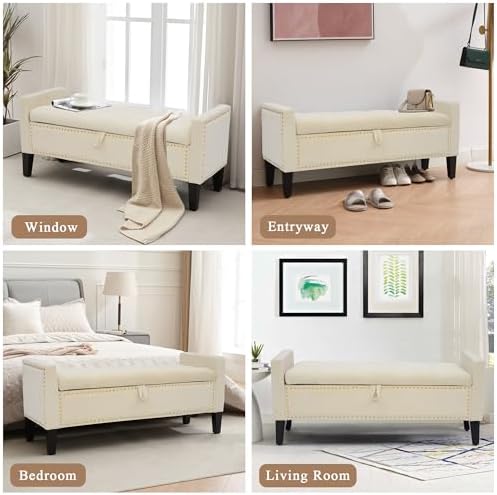 Velvet Ottoman with Storage, Modern Storage Bench - Image 6