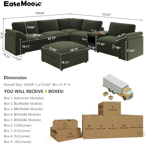 EASE MOOSE Extra Large Sectional Modular Sofa, U Shape Modular Sofa - Image 2