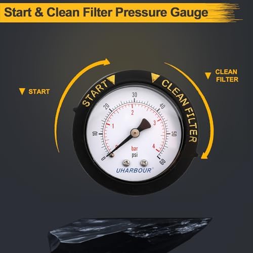 Uharbour Pool Pressure Gauge 60psi 1/4" NPT Back Mount - Image 3