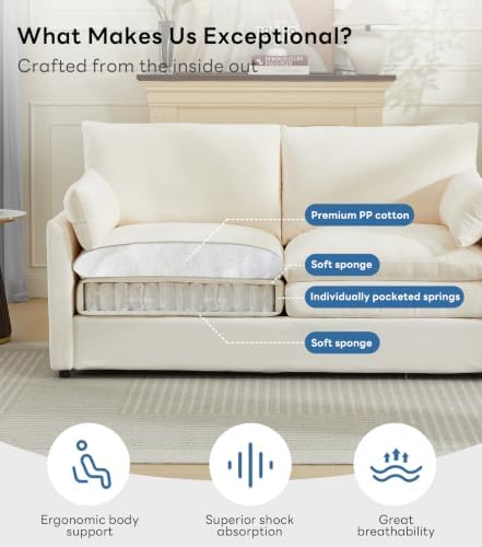 Iroomy 83" Chenille Cloud Couch, Modern Sofa 3 Seater, Comfy Plush Thick - Image 5