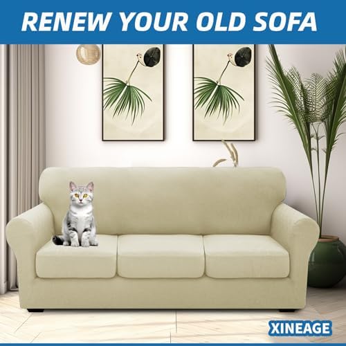 XINEAGE 4-Piece Stretch X-Large Sofa Cover, Washable Couch Covers - Image 4
