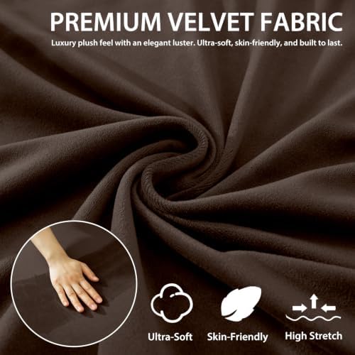 XINEAGE Velvet Armless Futon Cover, Stretch Pet Futon Slipcover, Dark Coffee - Image 4